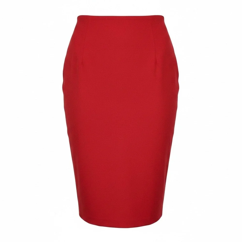 Laura Scott Woman Red Pencil Skirt‎ Plus 1X High Waisted Midi Back Vent 11707
